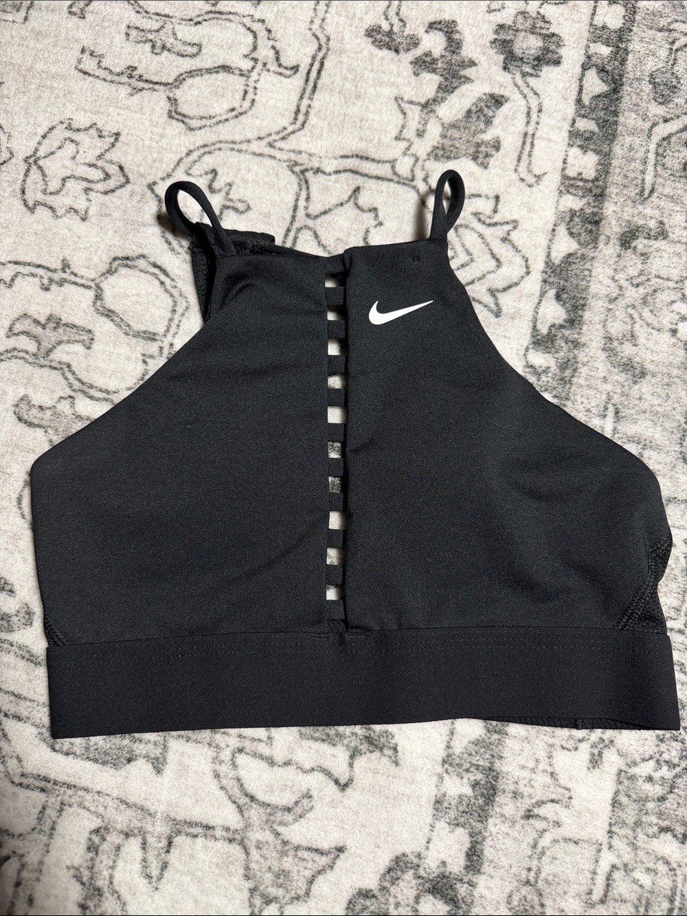 Nike High-Neck Ladder-Front Sports Bra in Black